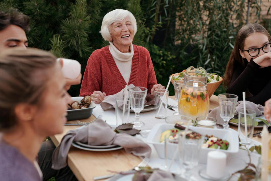 Older adult enjoying time with family while traveling